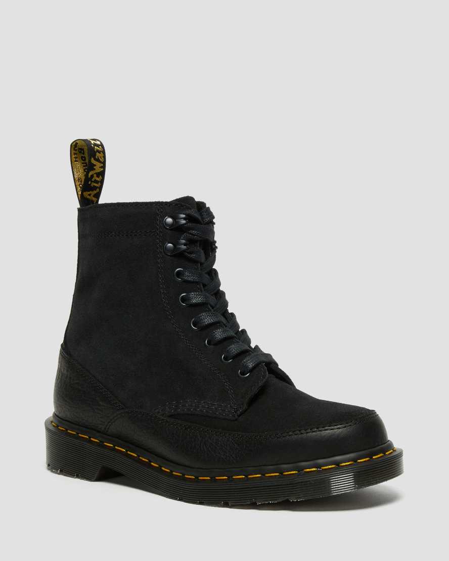 Dr. Martens 1460 Guard Lær + Suede Snørestøvler Dame Svart [7094EYDBM]